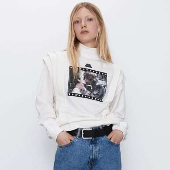 NEW Zara Star Wars Princess Leia Han Solo Mock Neck Sweatshirt Small - Picture 8 of 17